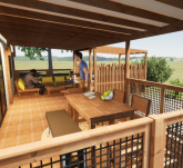 Terrasse Cottage Premium 3 chambres 6 personnes Occitanie